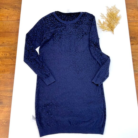 Little Mark Jacobs Girls Navy Blue Leopard Printed Sweater Dress Sz 12 - Picture 14 of 16
